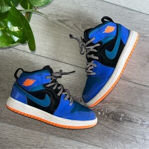 Jordan 1 Mid Racer Blue Knicks 12c blue orange